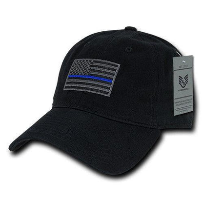Rapid Dominance Cotton Polo Police Thin Blue Line US Flag Baseball Dad Caps Hats-Black-