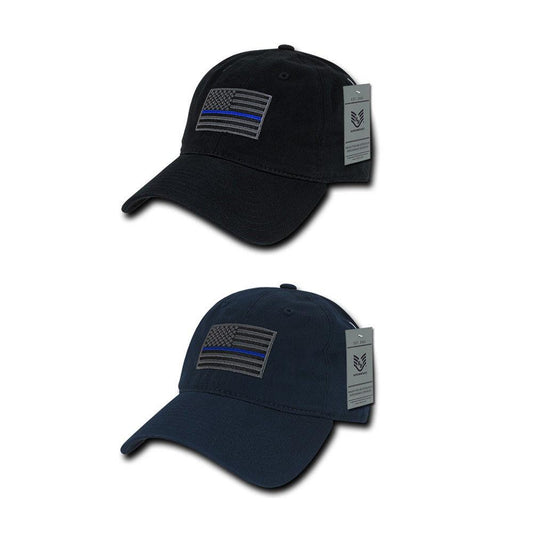 Rapid Dominance Cotton Polo Police Thin Blue Line US Flag Baseball Dad Caps Hats-Black-