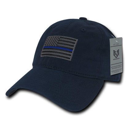 Rapid Dominance Cotton Polo Police Thin Blue Line US Flag Baseball Dad Caps Hats-Black-