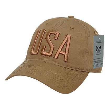 Rapid Dominance Relaxed 6 Panel Ripstop USA American Flag Dad Hats Caps-USA2-Coyote-