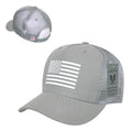 Rapid Dominance Rubber US Flag On 5 Panel Trucker Caps Hats-USA-Grey-