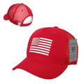 Rapid Dominance Rubber US Flag On 5 Panel Trucker Caps Hats-USA-Red-