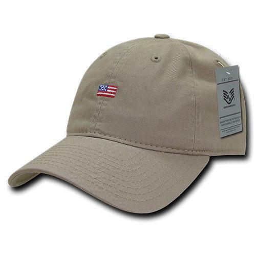 Rapid Dominance Cotton Polo USA American Flag Small Stamp Baseball Dad Caps Hats-Black-