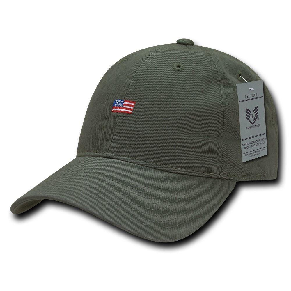 Rapid Dominance Cotton Polo USA American Flag Small Stamp Baseball Dad Caps Hats-Black-