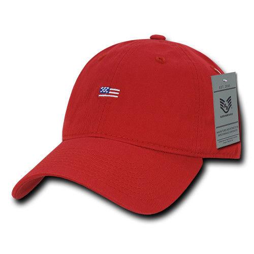 Rapid Dominance Cotton Polo USA American Flag Small Stamp Baseball Dad Caps Hats-Black-
