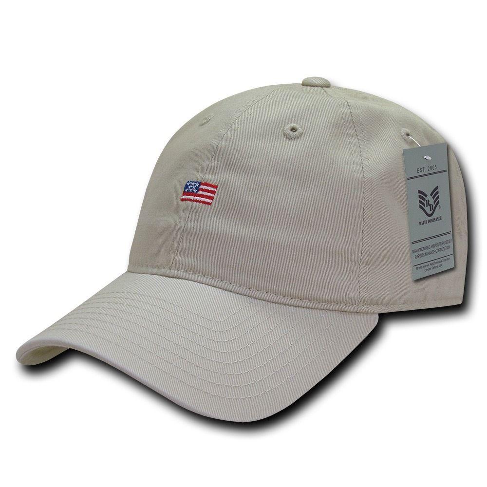 Rapid Dominance Cotton Polo USA American Flag Small Stamp Baseball Dad Caps Hats-Black-