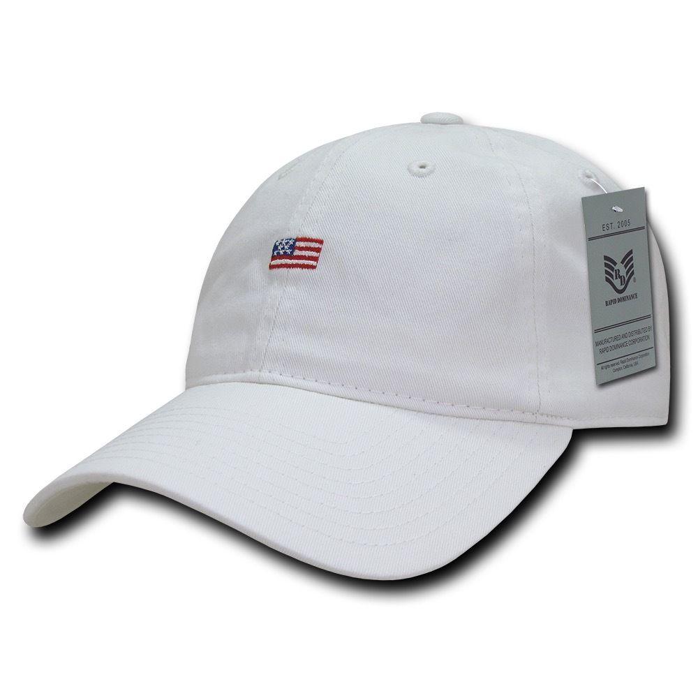 Rapid Dominance Cotton Polo USA American Flag Small Stamp Baseball Dad Caps Hats-Black-