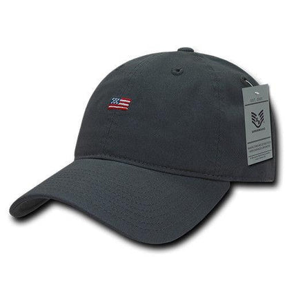 Rapid Dominance Cotton Polo USA American Flag Small Stamp Baseball Dad Caps Hats-Black-