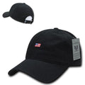 Rapid Dominance Cotton Polo USA American Flag Small Stamp Baseball Dad Caps Hats-Black-