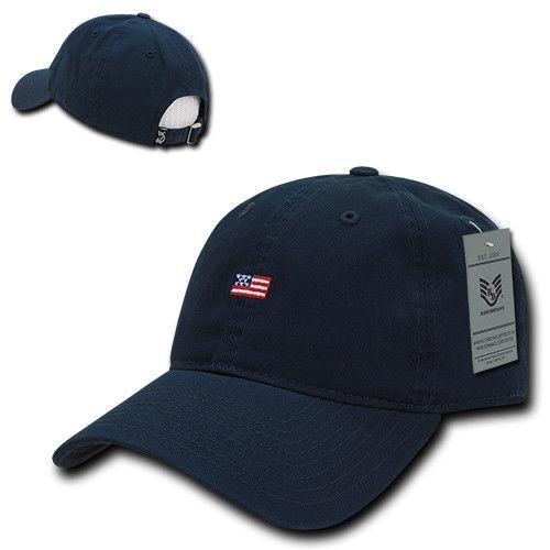 Rapid Dominance Cotton Polo USA American Flag Small Stamp Baseball Dad Caps Hats-Navy-