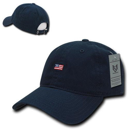 Rapid Dominance Cotton Polo USA American Flag Small Stamp Baseball Dad Caps Hats-Navy-