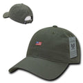 Rapid Dominance Cotton Polo USA American Flag Small Stamp Baseball Dad Caps Hats-Olive-