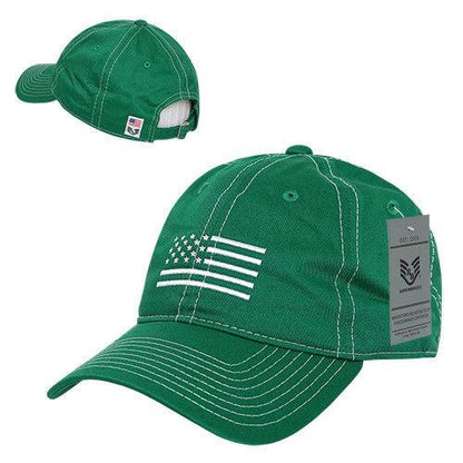 Rapid Dominance USA Flag Embroidered Patriotic Relaxed Baseball Caps Hats Unisex-Kelly-