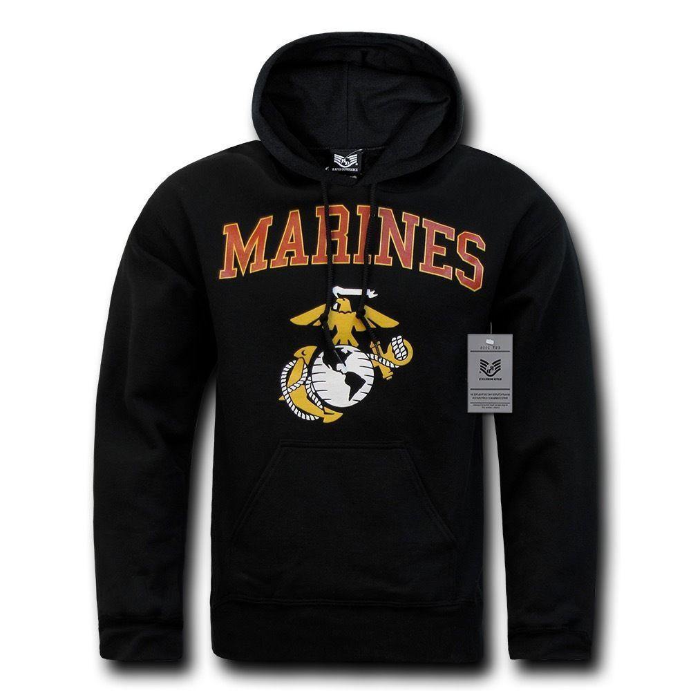 Rapid Dominance Marines Military Hoodie Sweatshirt Pullover Sweater Long Sleeve Fleece-Marine - Black-Regular-Small