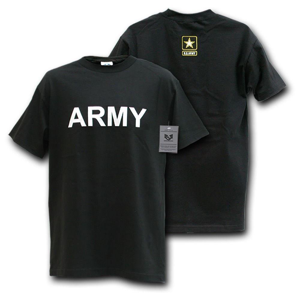 Rapid Dominance Military Air Force Marine Navy Army Law Enforcement T-Shirts Tees-Army Text - Black-Regular-Small