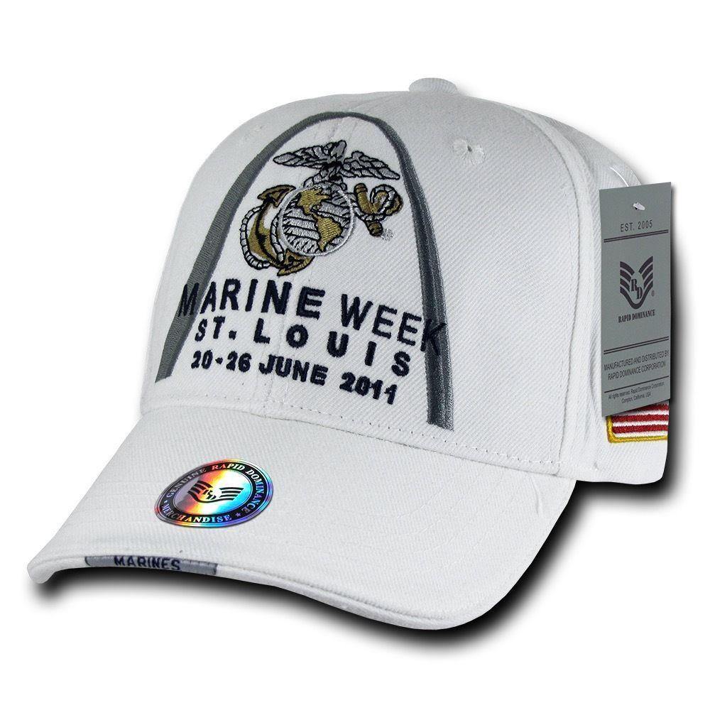 Rapid Special Event St. Louis Marine Corps Week 6 Panel Caps Hats-Marine Corps - White-