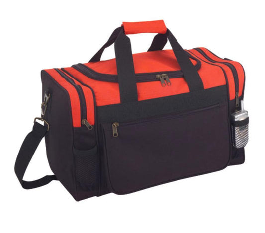 17inch Work Sports Duffle Bags Travel Gym Luggage Carry-On With Side Mesh Pockets-BLACK-