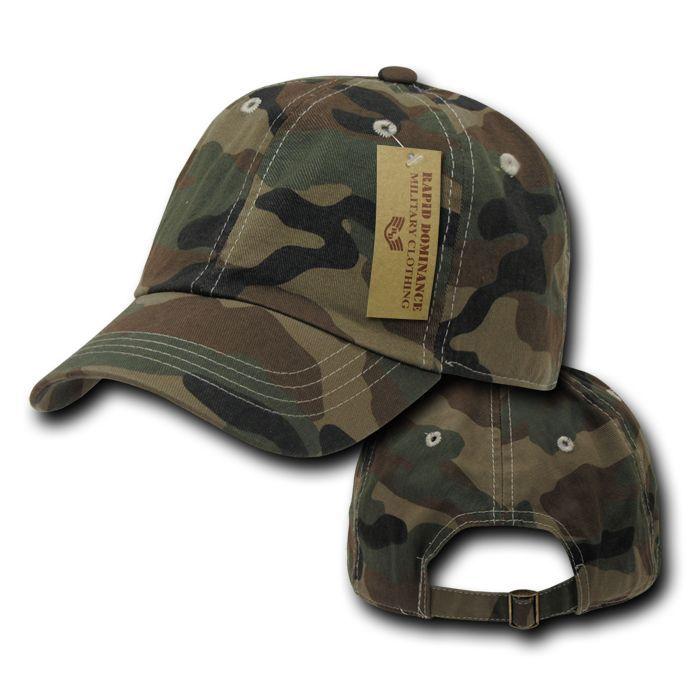Rapid Dominance Relaxed Cotton Military Vintage Washed Polo Camo Camouflage Baseball Hats Caps!-Woodland Camouflage-