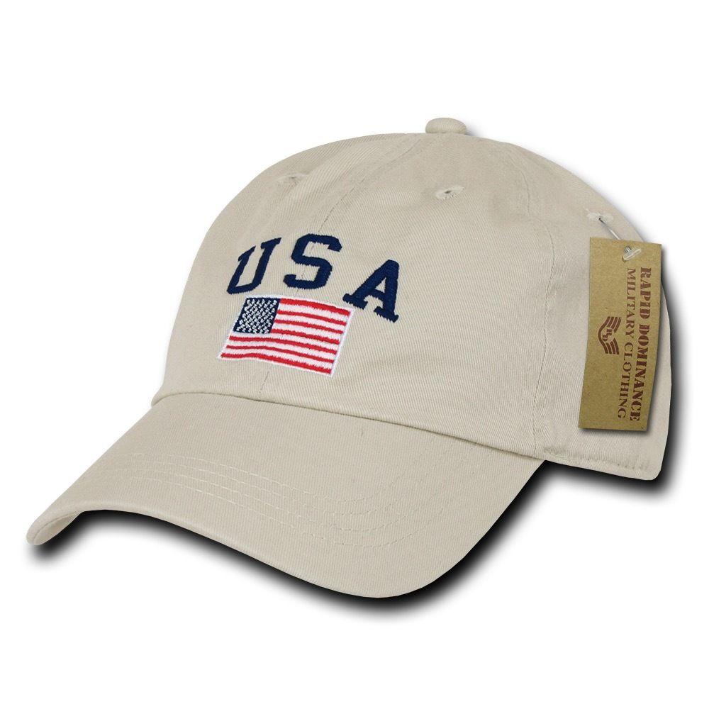 Relaxed USA Flag American Team Patriotic Washed Cotton Baseball Dad Cap Hats-Black-