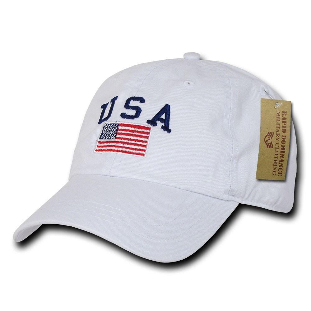 Relaxed USA Flag American Team Patriotic Washed Cotton Baseball Dad Cap Hats-Black-