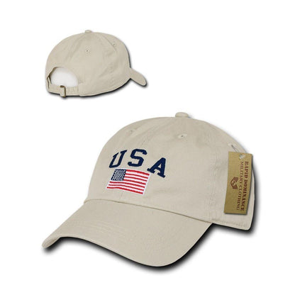 Relaxed USA Flag American Team Patriotic Washed Cotton Baseball Dad Cap Hats-Black-