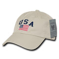 Relaxed USA Flag American Team Patriotic Washed Cotton Baseball Dad Cap Hats-Stone-
