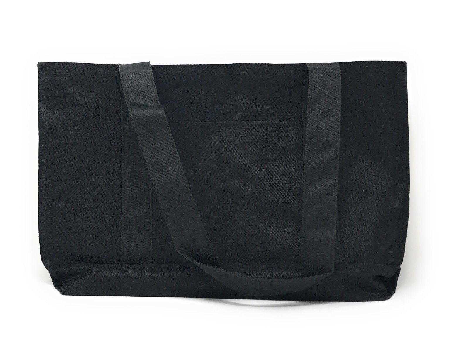 Reusable Grocery Shopping Totes Bags With Wide Bottom Gusset Black Plain-