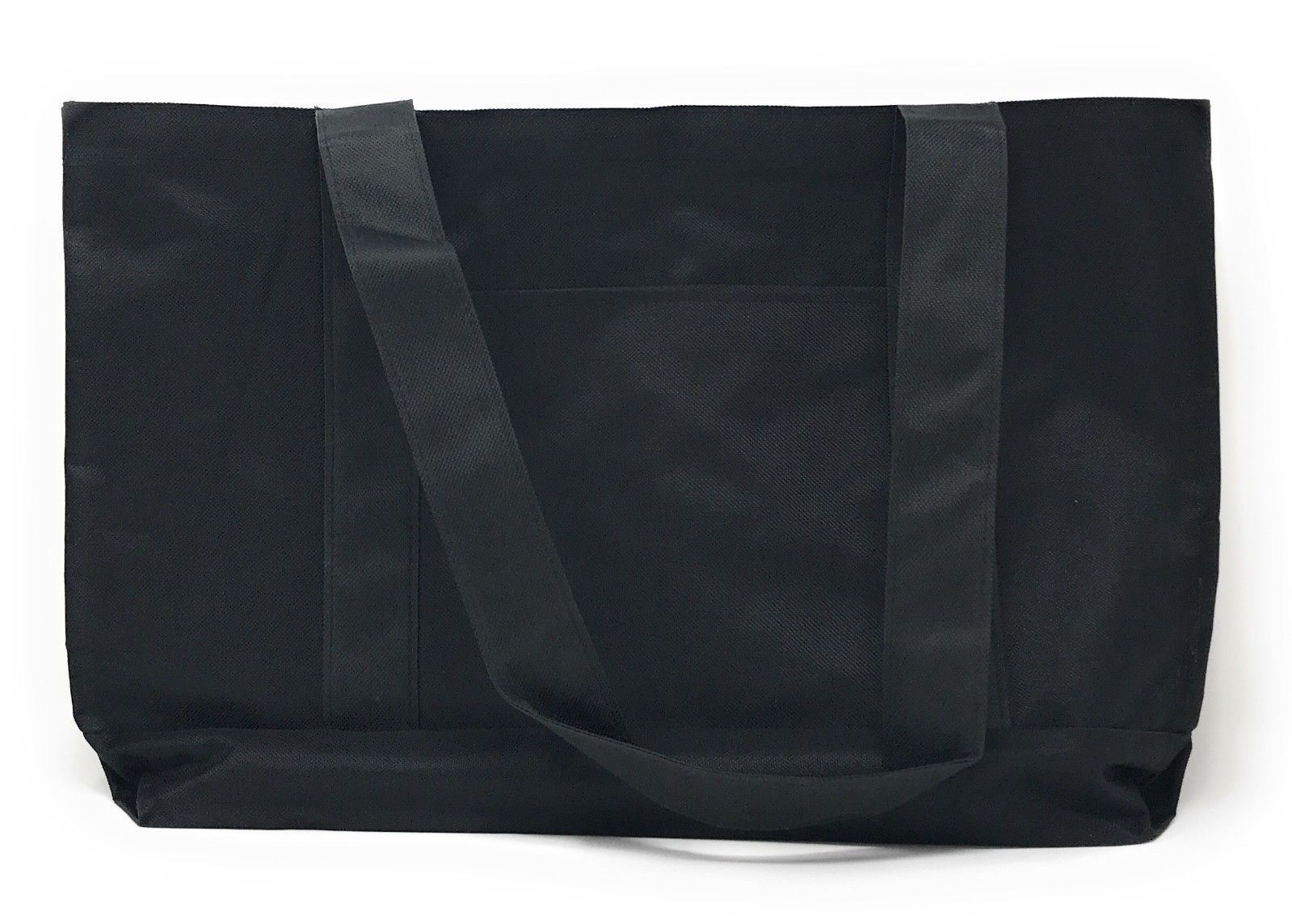 Reusable Grocery Shopping Totes Bags With Wide Bottom Gusset Black Plain-