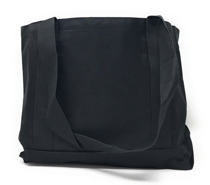 Reusable Grocery Shopping Totes Bags With Wide Bottom Gusset Black Plain-