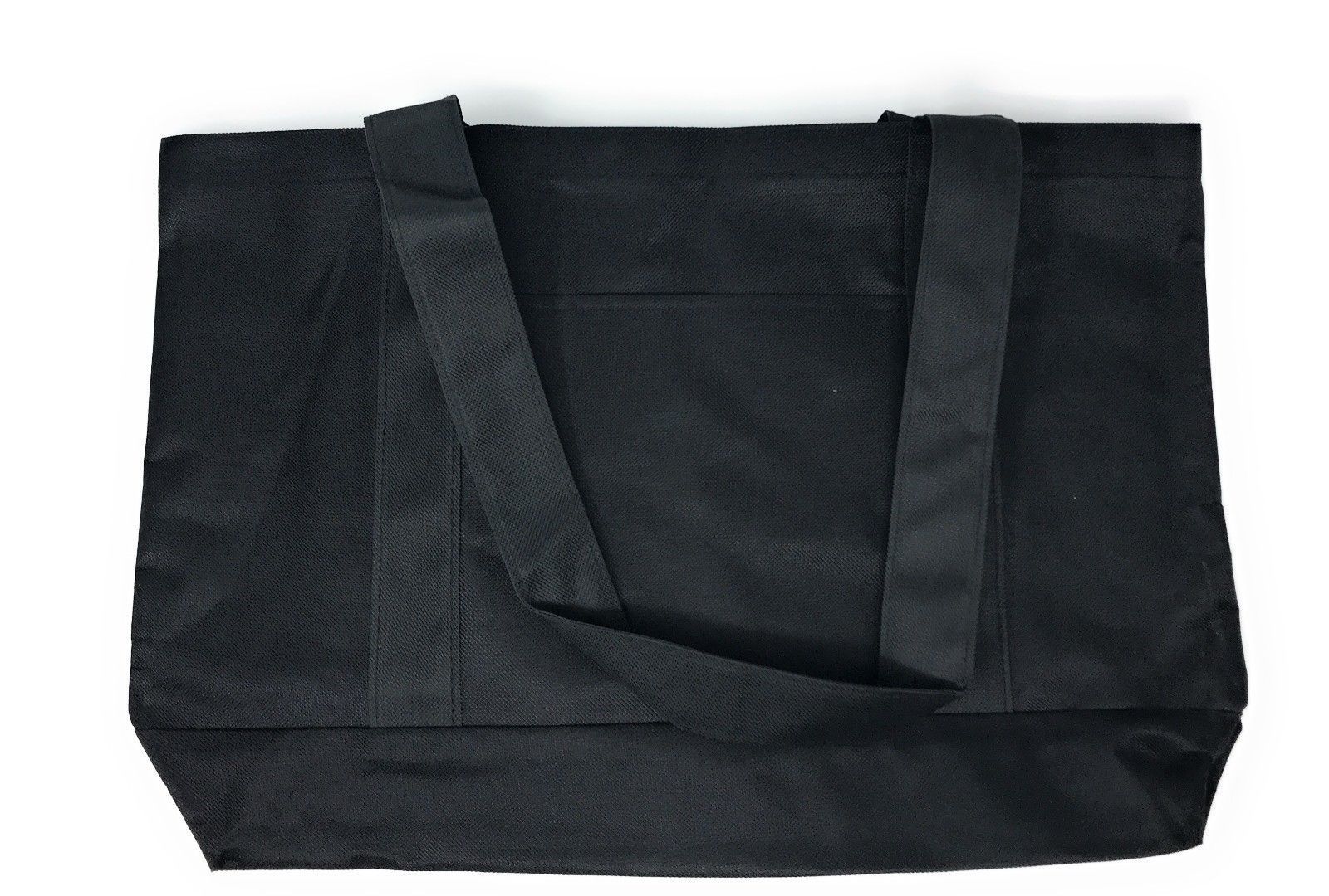 Reusable Grocery Shopping Totes Bags With Wide Bottom Gusset Black Plain-