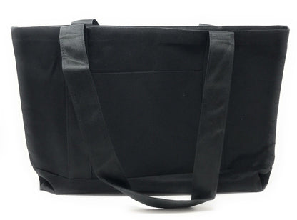 Reusable Grocery Shopping Totes Bags With Wide Bottom Gusset Black Plain-