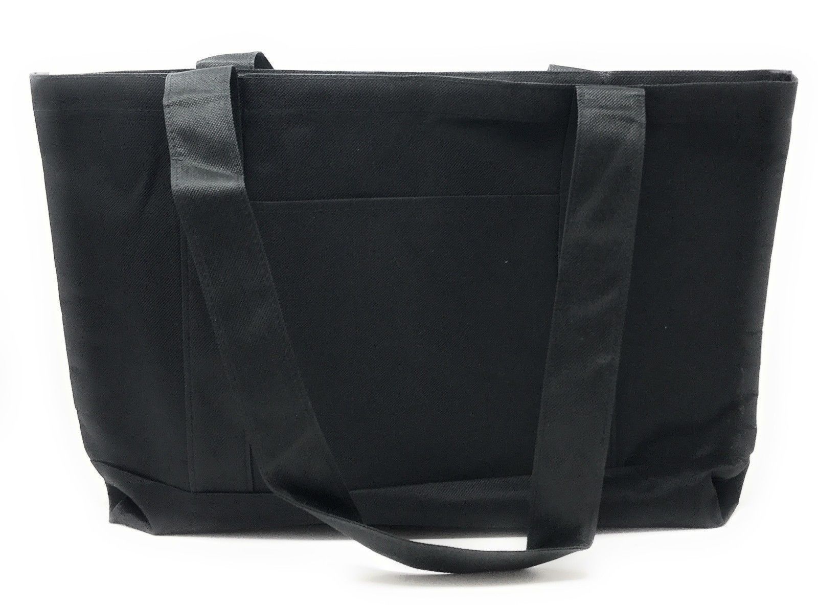 Reusable Grocery Shopping Totes Bags With Wide Bottom Gusset Black Plain-