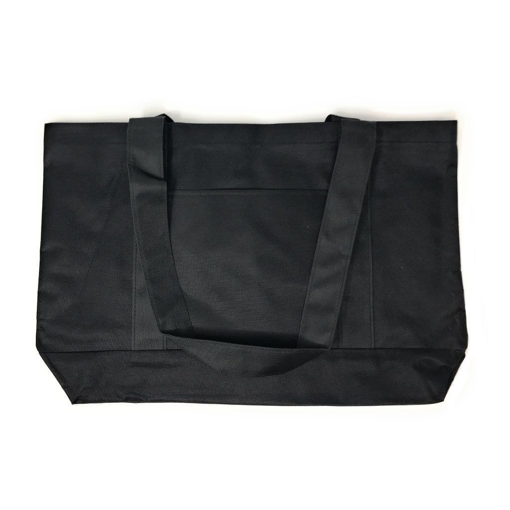 Reusable Grocery Shopping Totes Bags With Wide Bottom Gusset Black Plain-