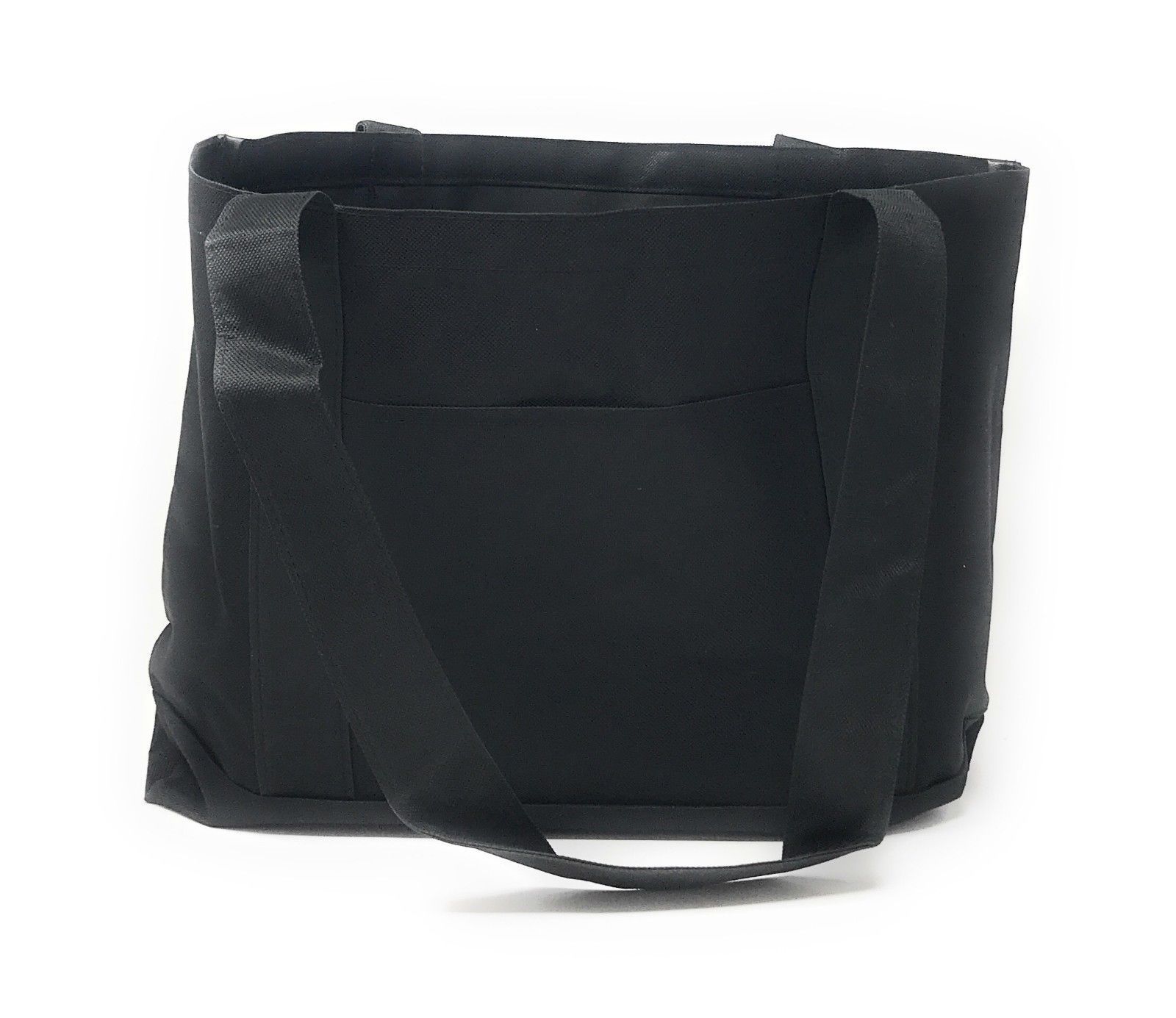 Reusable Grocery Shopping Totes Bags With Wide Bottom Gusset Black Plain-
