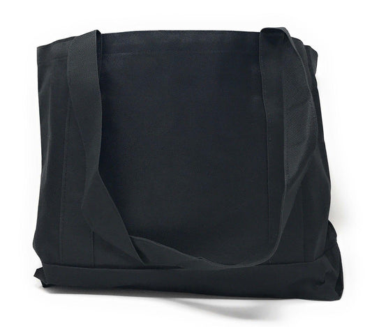 Reusable Grocery Shopping Totes Bags With Wide Bottom Gusset Black Plain-