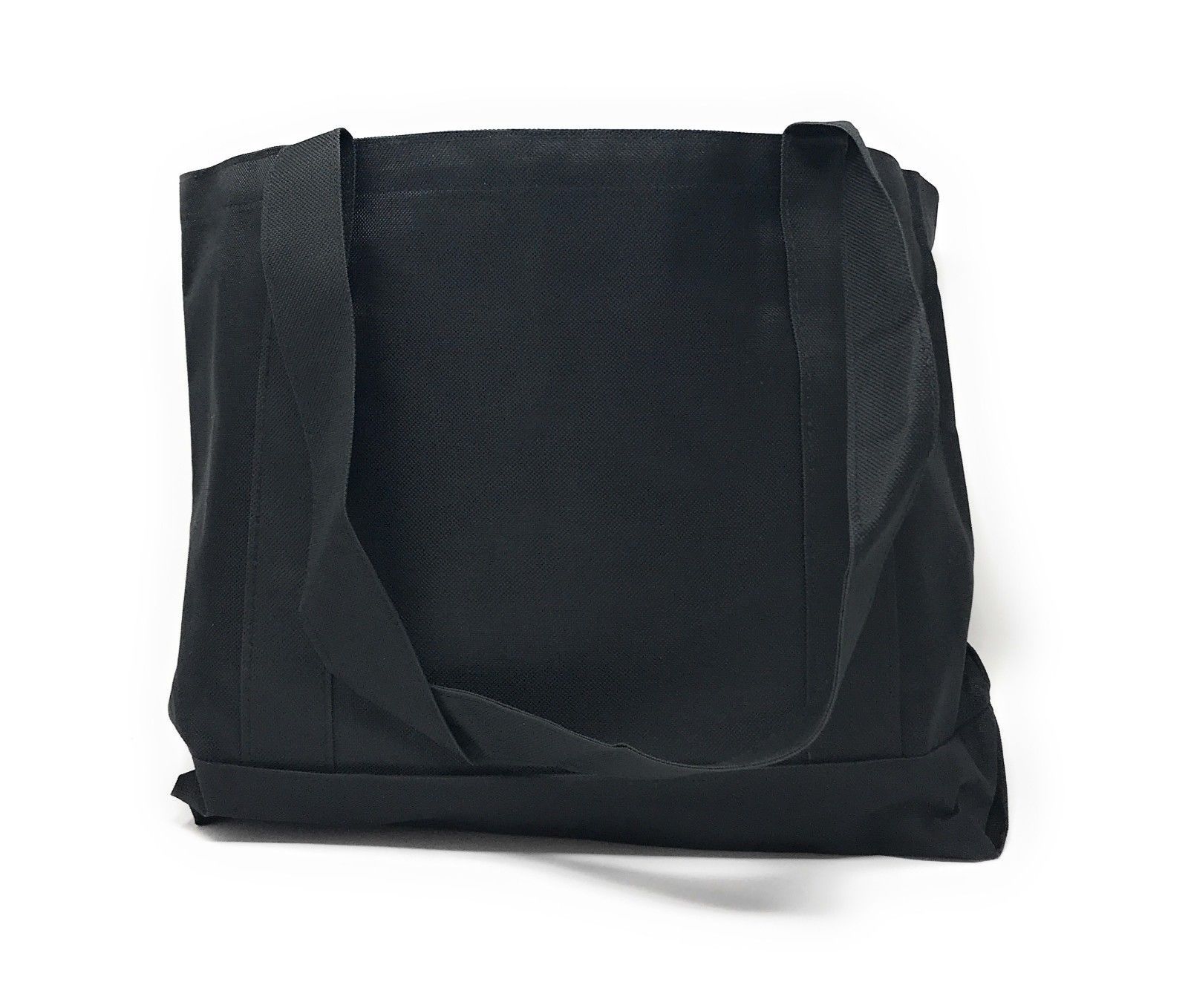 Reusable Grocery Shopping Totes Bags With Wide Bottom Gusset Black Plain-