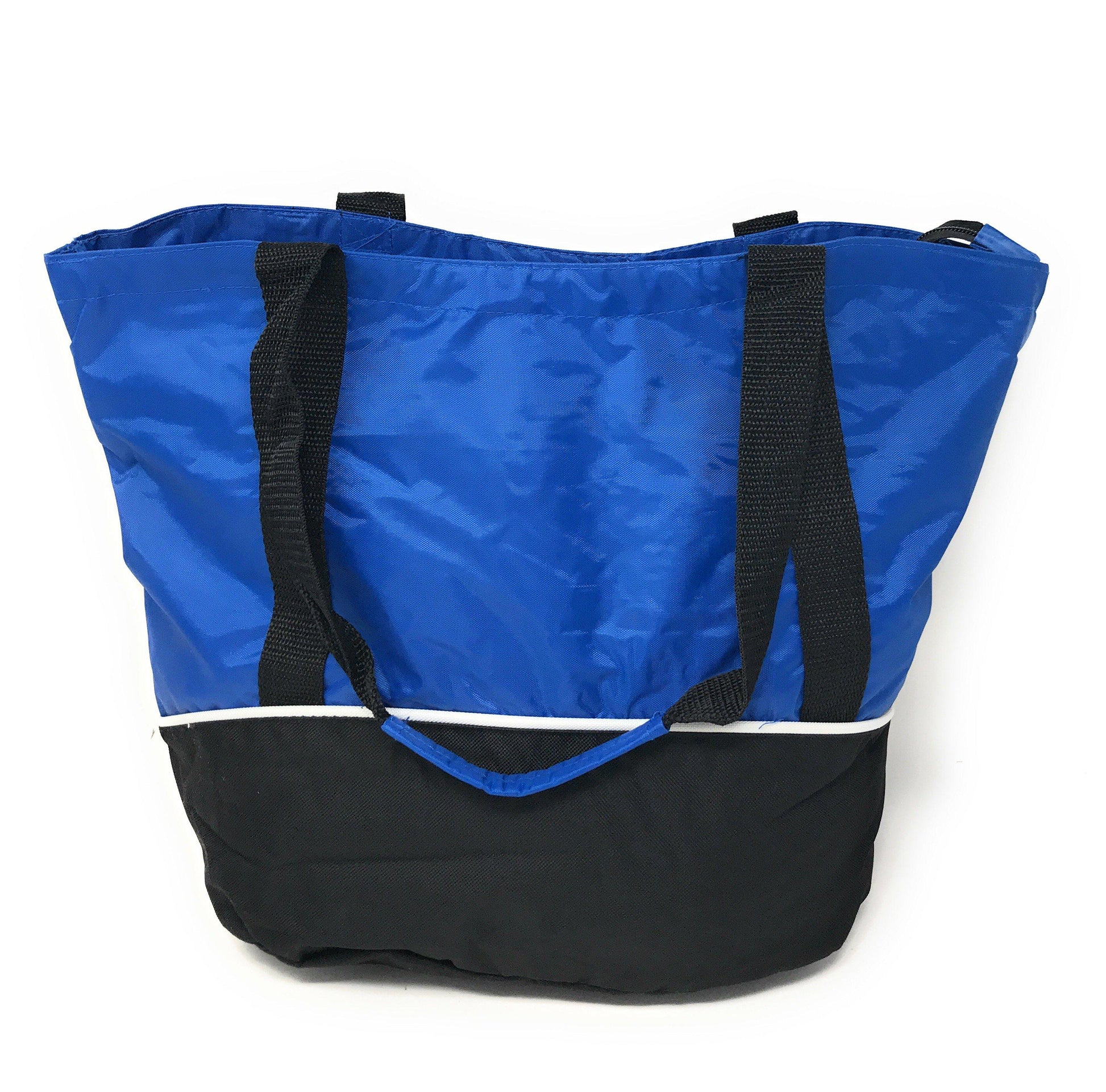 Large Big 18 x14inch Reusable Grocery Shopping Tote Bags Zippered Gym Sports School-Royal / Black-