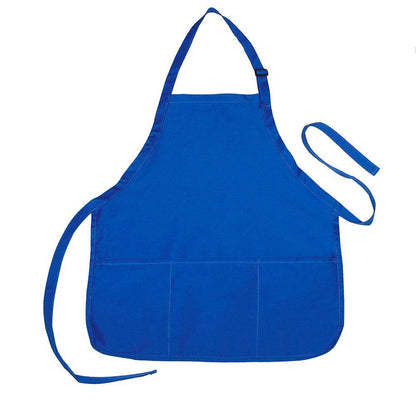 3 Pack Full Adult Size Bib Aprons With 3 Waist Pockets Plain Solid Colors Kitchen Chef Waiter Garden Crafts Wholesale Bulk-ROYAL BLUE-