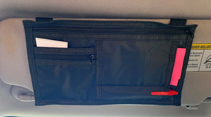 Auto Car Visors Organizer for Registration Insurance Parking Stub Zipper Pockets-