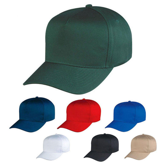100% Cotton Twill 5 Panel Baseball Hats Caps Hook and Loop Closure-ROYAL-