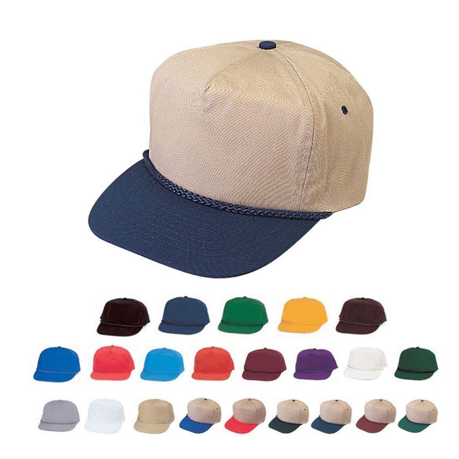 1 Dozen Blank Two Tone 5 Panel Baseball Cotton Twill Braid Hats Caps Wholesale Bulk-