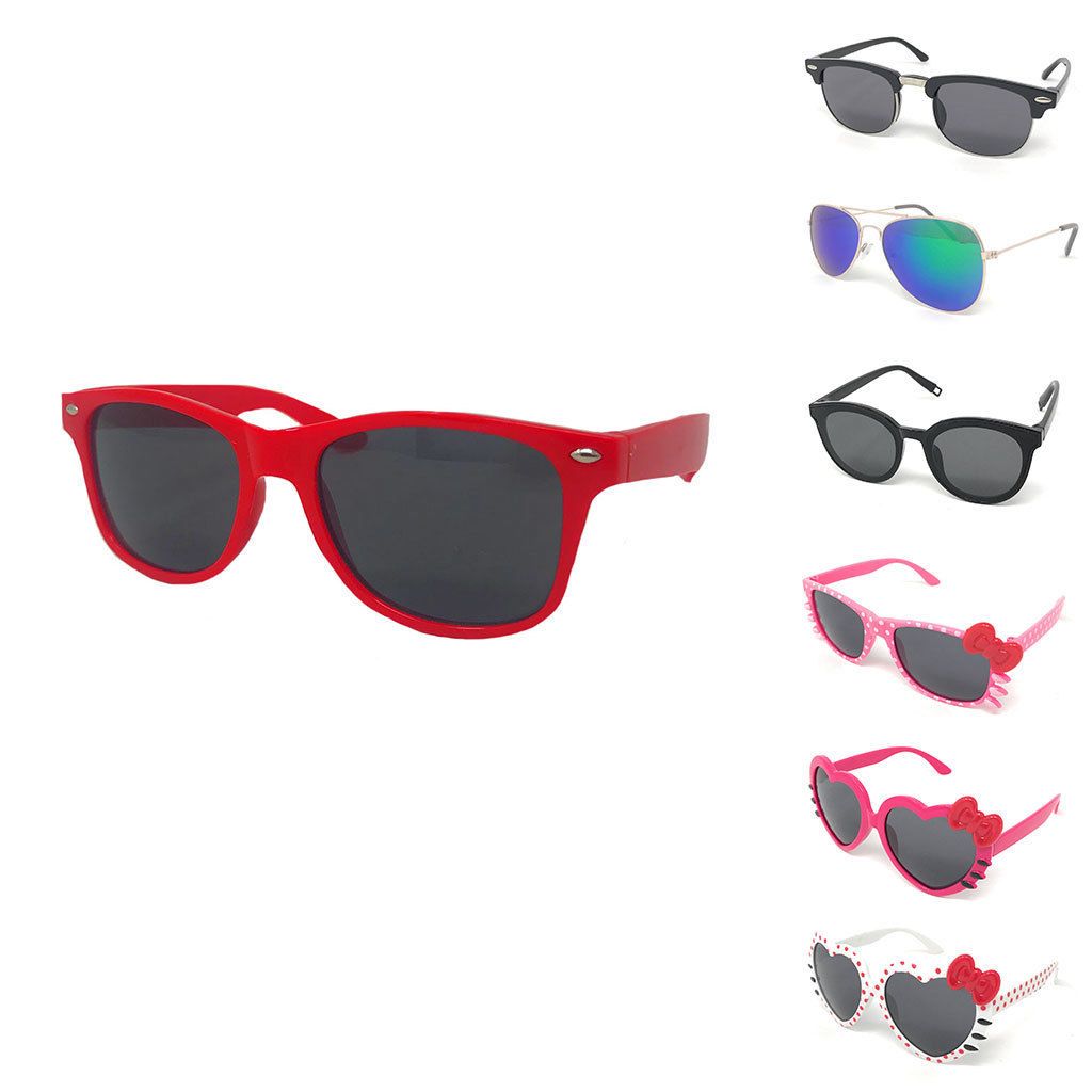Boys Girls Kids Toddlers Children Sunglasses UV Protection Top Styles w/ Pouch-Black (Classic Way)-