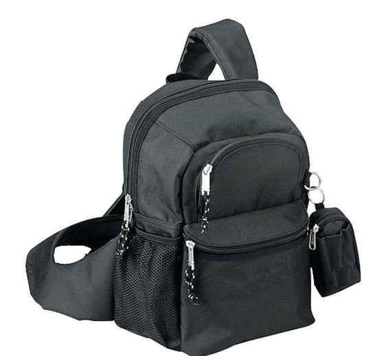 Sling Body Bag Backpack Rucksack Travel School Work Multi Pockets 11 x14inch-Black-