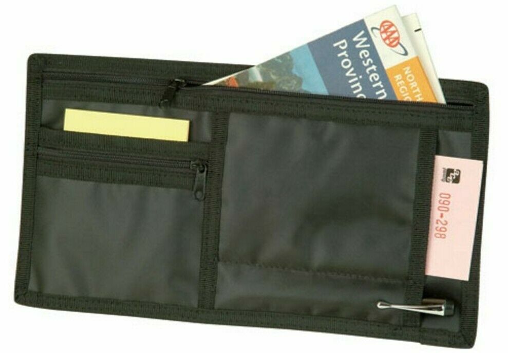 Auto Car Visors Organizer for Registration Insurance Parking Stub Zipper Pockets-