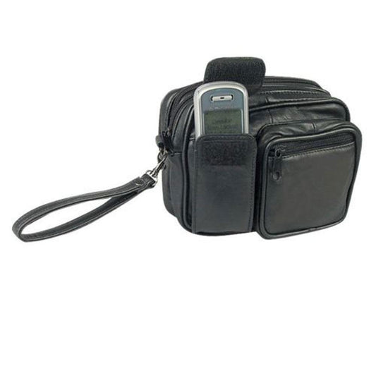 Leather Men's Purse Wristlet Fanny Pack Waist Bag Travel Pouch Men Purse Money Passport ID Holder-