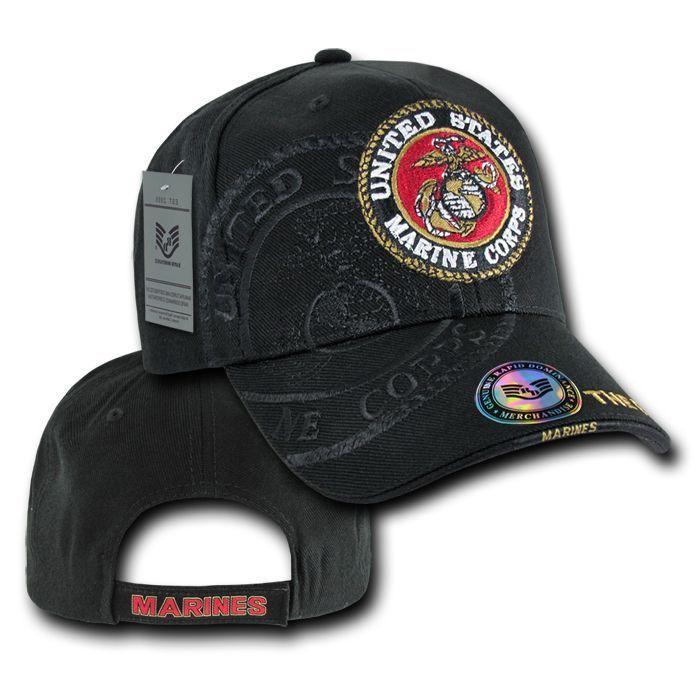 Shadow Effect Embroidery US Military Vet Army Air Force Navy Marines Hats Caps-Air Force Logo - Navy-
