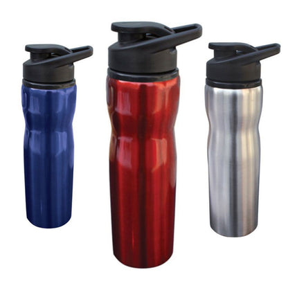 Sports Bottle Tumbler Cup Mug Stainless Steel Water Drinks Flip Open Lid 25oz-Silver-