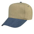 100% Cotton Canvas Stone Washed Pigment Dyed 5 Panel Baseball Caps Hats Khaki-NAVY/KHAKI-
