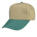 100% Cotton Canvas Stone Washed Pigment Dyed 5 Panel Baseball Caps Hats Khaki-GREEN/KHAKI-