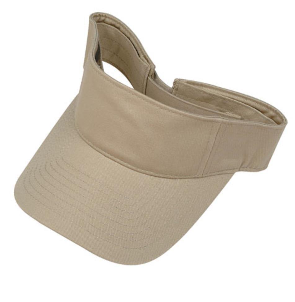 Blank Plain Cotton Visors Sun Hats Caps Beach Golf Tennis Summer-KHAKI-